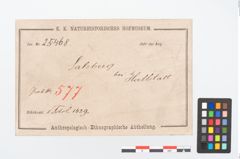 Etikett zu Bronzegitterfibel (NHMW-PRAE-025468)